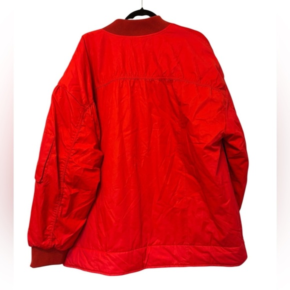 Free People We The Free Becca Bomber Jacket Oversize Puffer Red Size Large - Picture 3 of 7